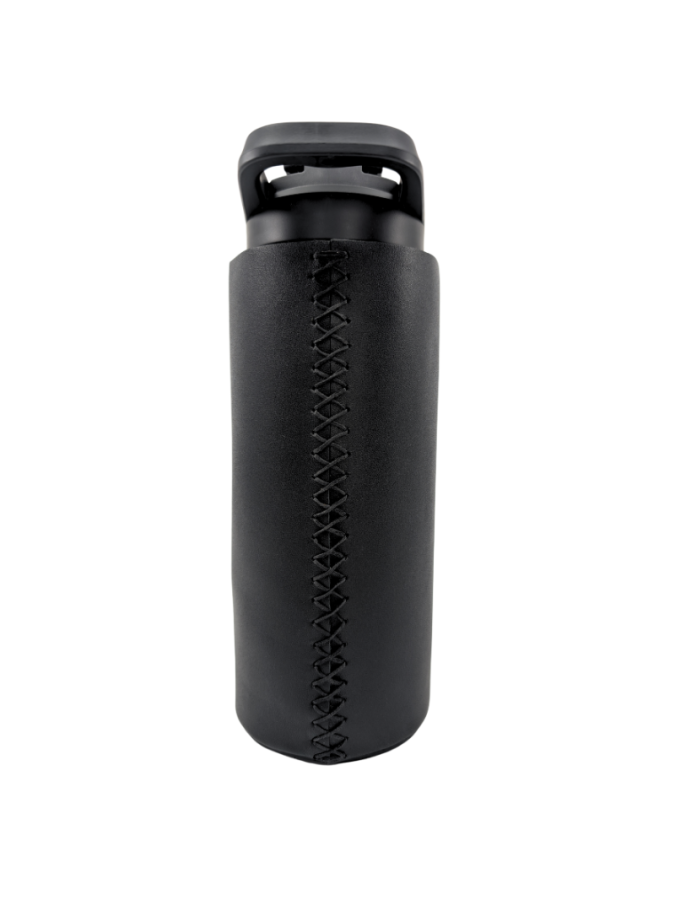 Oliriss 18oz black leather stainless steel water bottle