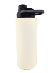 Oliriss leather stainless steel water bottle white hand made black lid