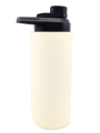 Oliriss leather stainless steel water bottle white hand made black lid
