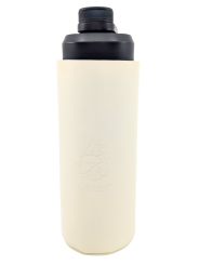 Oliriss leather stainless steel water bottle white hand made black lid