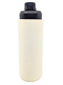 Oliriss leather stainless steel water bottle white hand made black lid