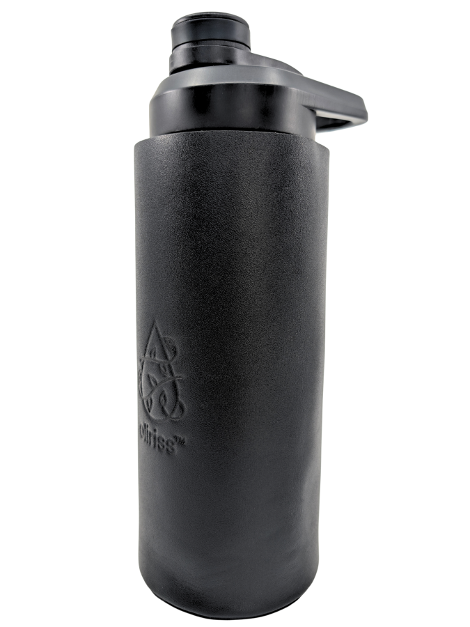 Oliriss 18oz black leather stainless steel water bottle