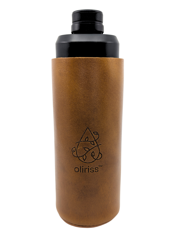 Oliriss 18oz brown leather stainless steel water bottle