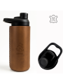 Oliriss 18oz brown leather stainless steel water bottle