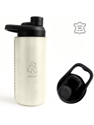 Oliriss 18oz white leather stainless steel water bottle