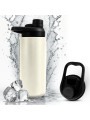 Oliriss 18oz white leather stainless steel water bottle