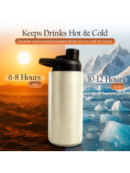 Oliriss 18oz white leather stainless steel water bottle