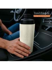 Oliriss 18oz white leather stainless steel water bottle