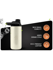 Oliriss 18oz white leather stainless steel water bottle