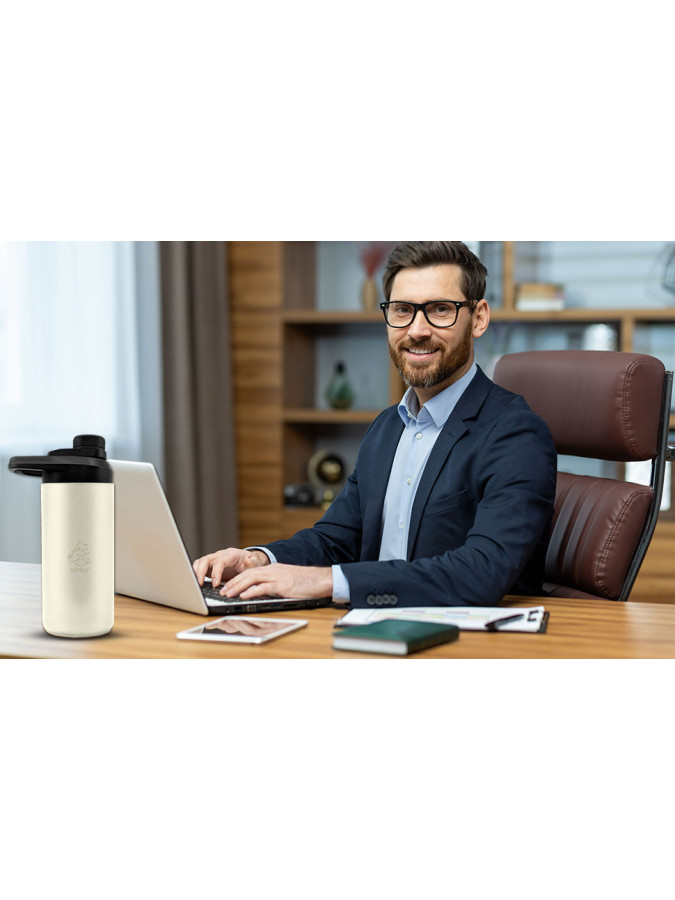 Oliriss 18oz white leather stainless steel water bottle