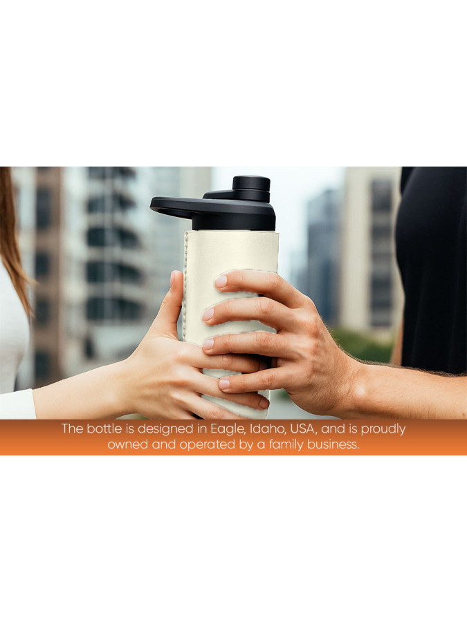 Oliriss 18oz white leather stainless steel water bottle