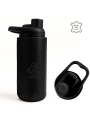 Oliriss 18oz black leather stainless steel water bottle