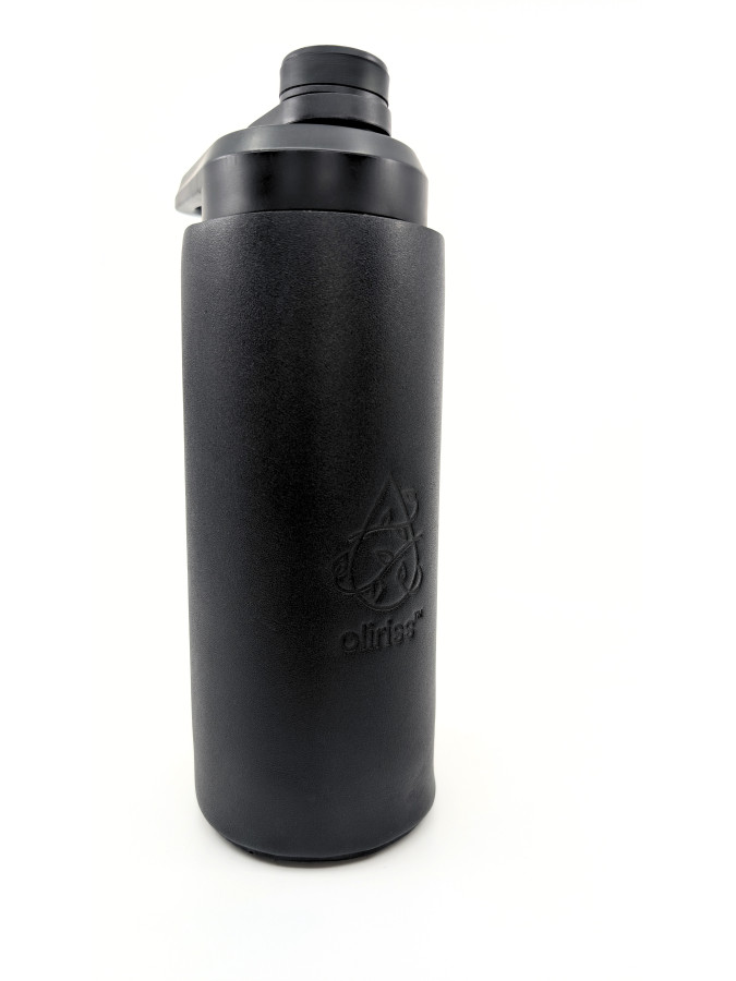 Oliriss 18oz black leather stainless steel water bottle